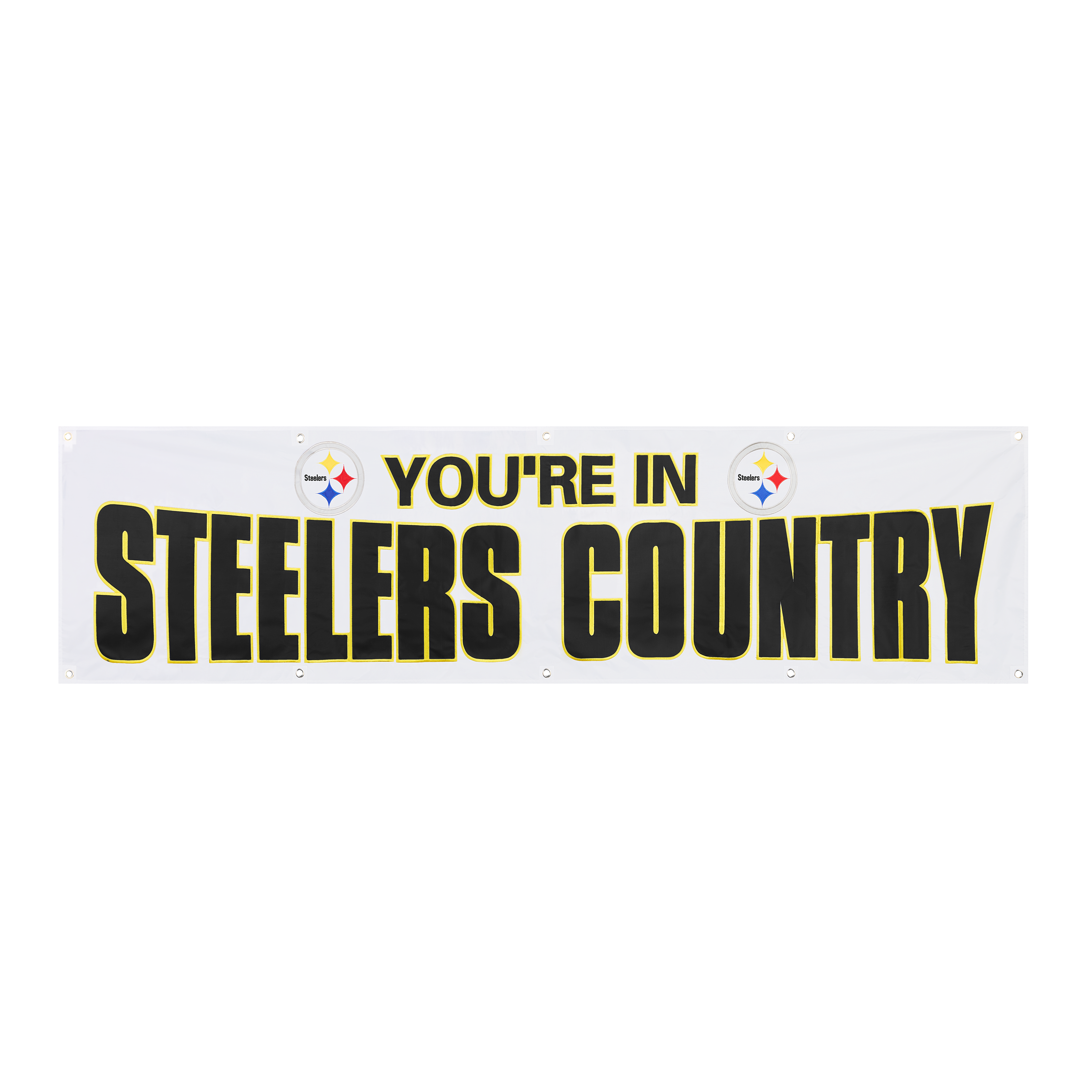 Pittsburgh Steelers Giant 8 x 2 Banner White - Steelers Country