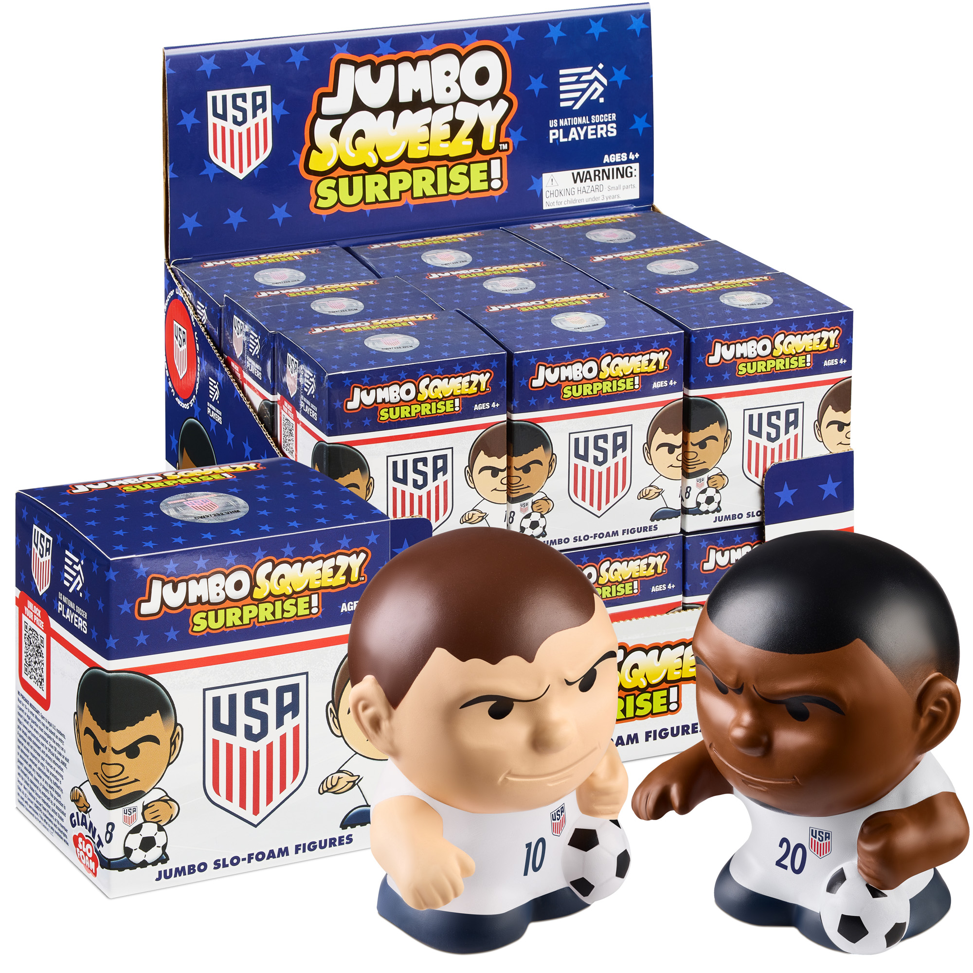 USA Mens Soccer Jumbo Squeezy Display - 18 ct