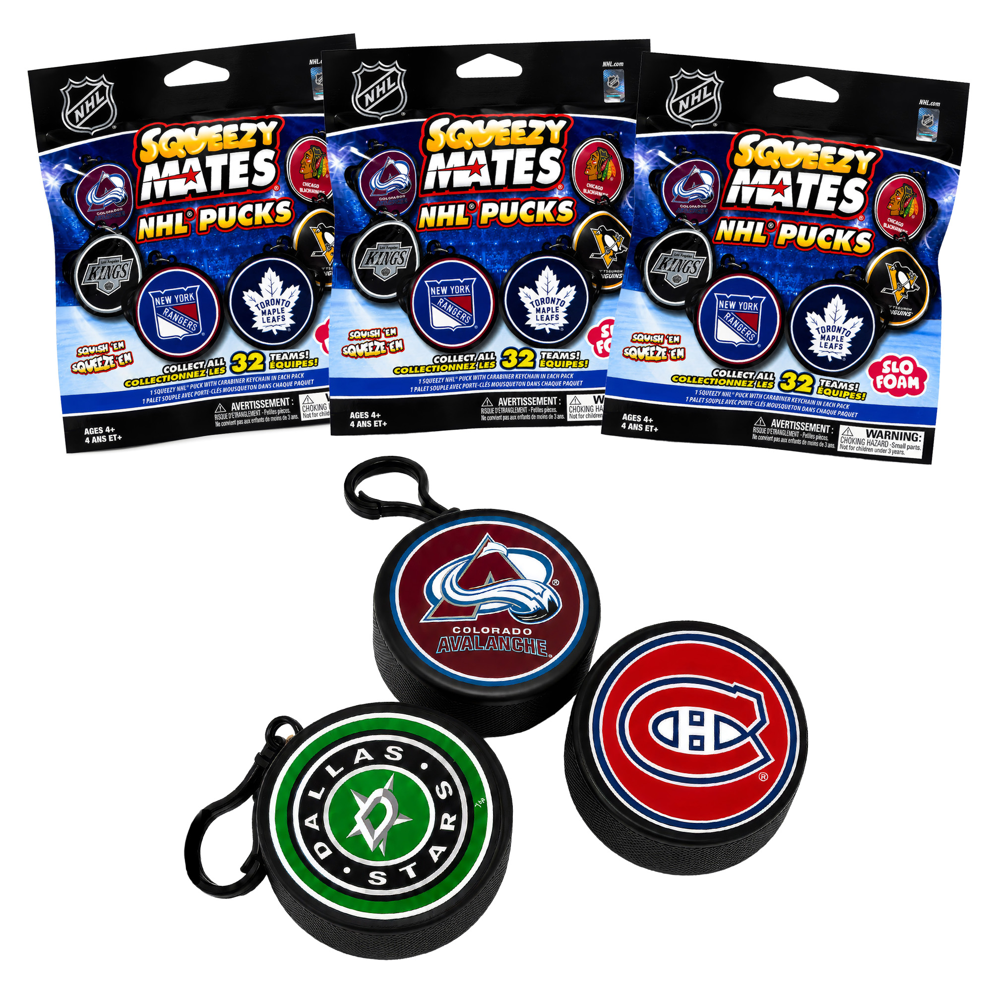 SqueezyMates NHL Pucks Foil Bag 3 Pack