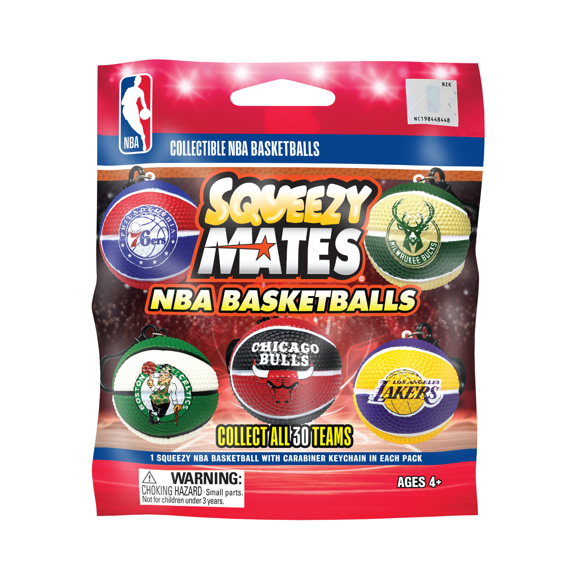 SqueezyMate NBA Basketballs Series 1 Gravity Feed Display - 24ct