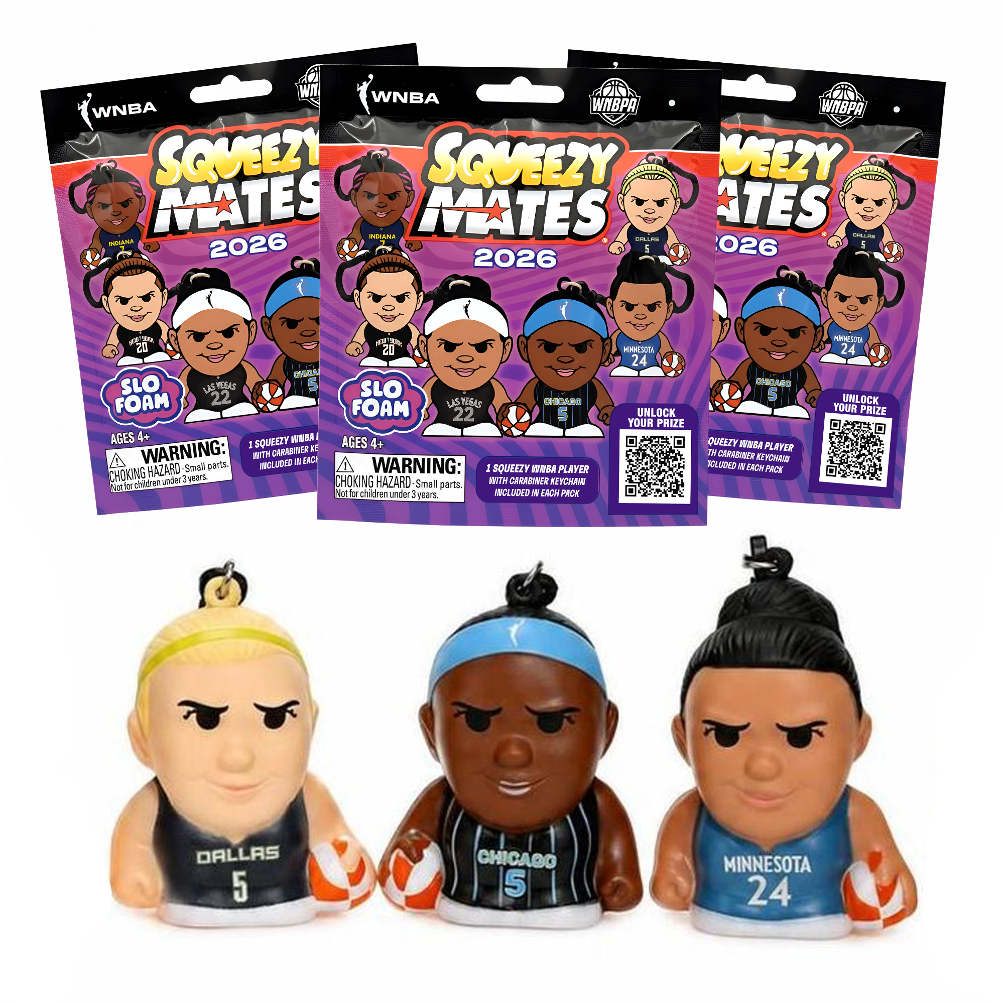 SqueezyMates WNBA Series 2026 Blind Bag 3 pack