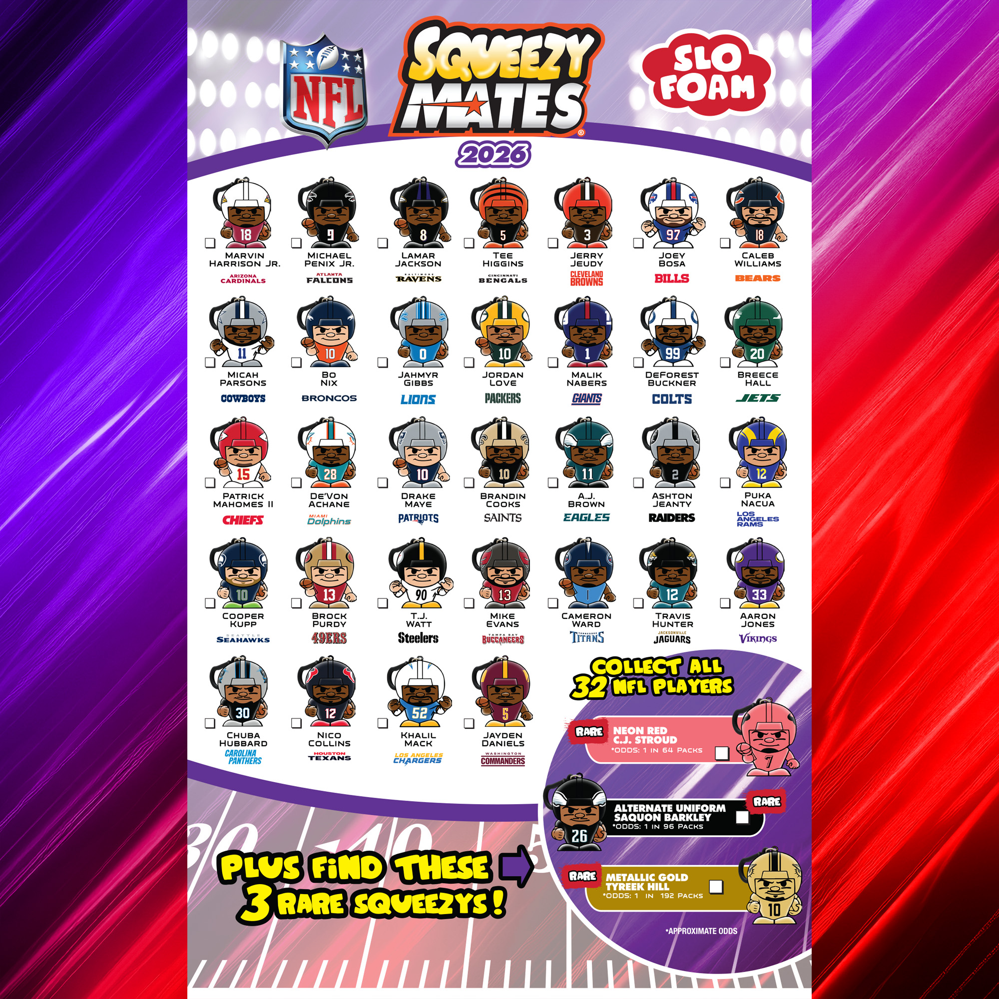 NFL SqueezyMates Rookies Gravity Feed Display 2027 - 24ct