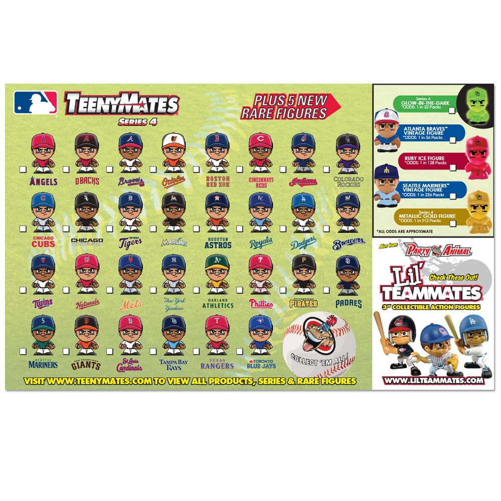 4 Blind Packs, TeenyMates MLB Series 4