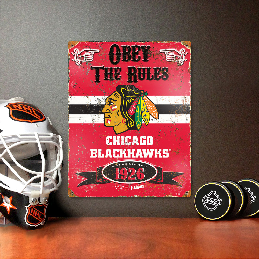 Chicago Blackhawks Embossed Metal Sign