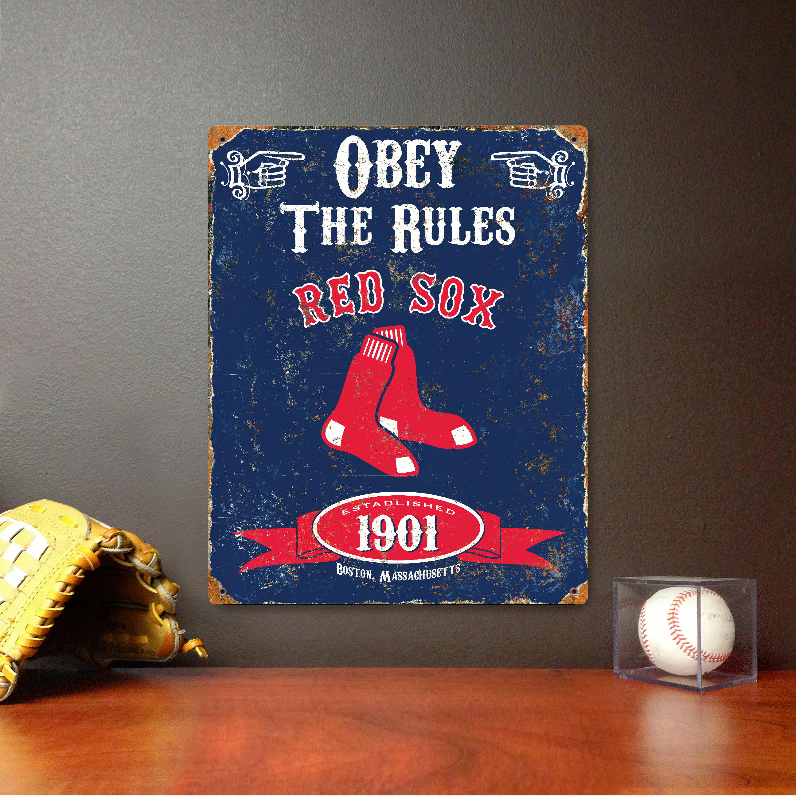 Boston Red Sox Embossed Metal Sign