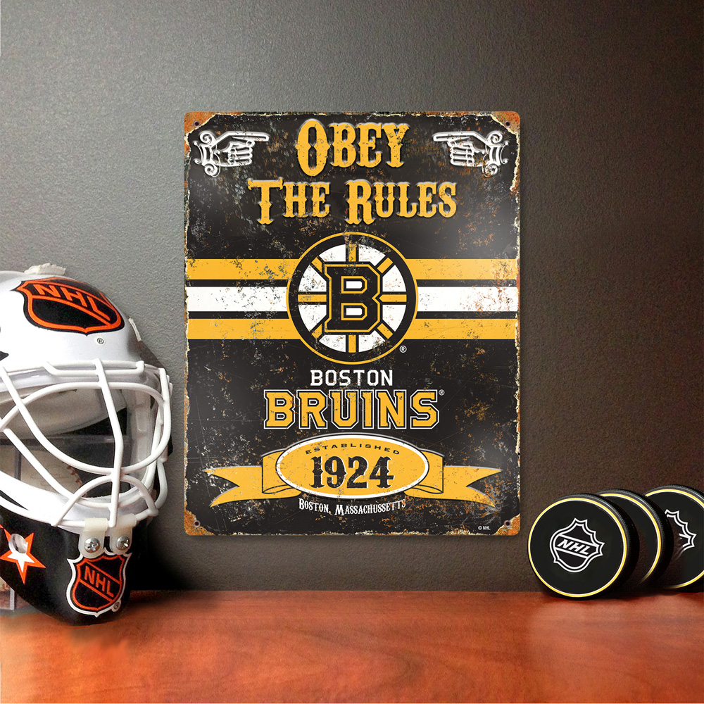 Boston Bruins Embossed Metal Sign