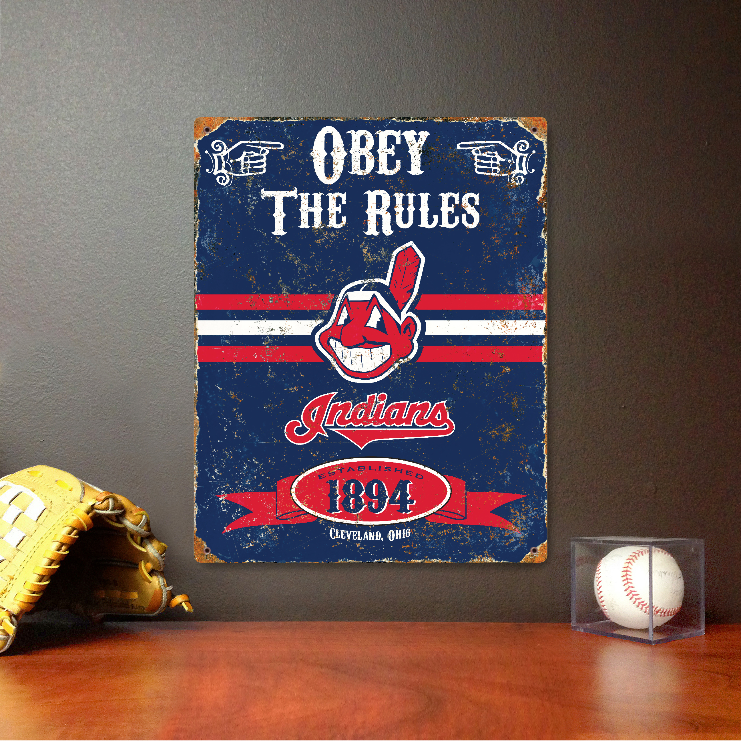 Cleveland Indians Embossed Metal Sign