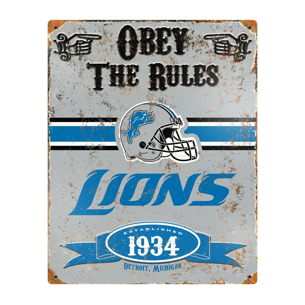 Detroit Lions Pub-Style Embossed Metal Sign