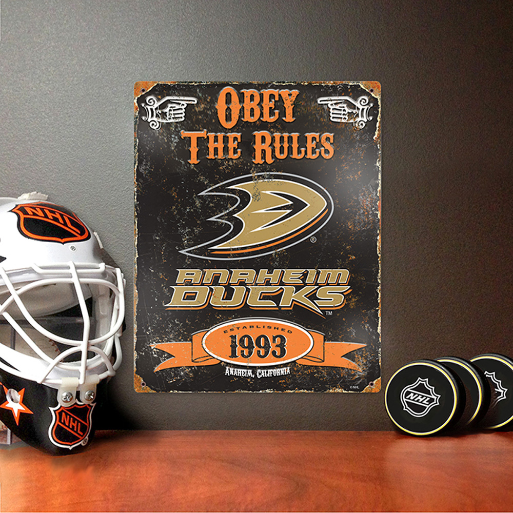 Anaheim Ducks Embossed Metal Sign