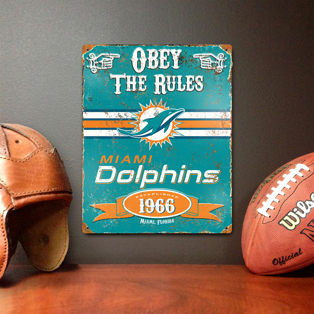 Miami Dolphins Embossed Metal Sign