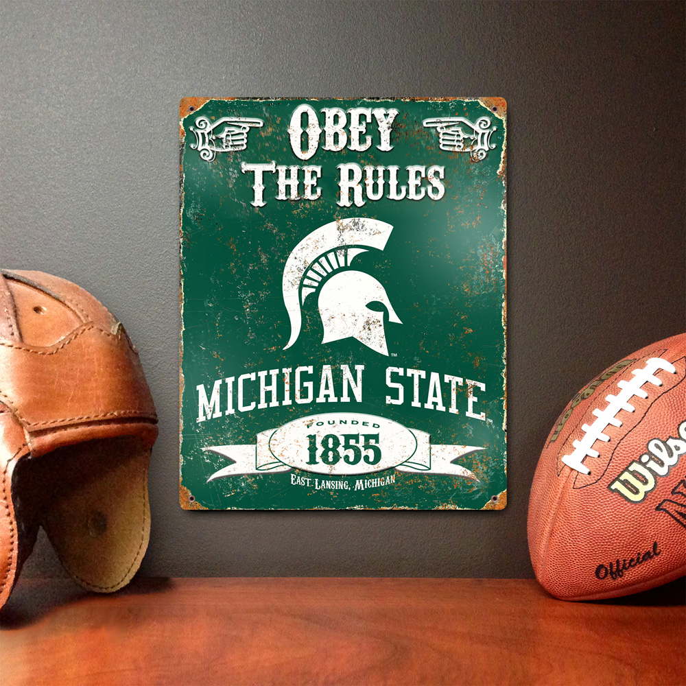 Michigan State Spartans Embossed Metal Sign