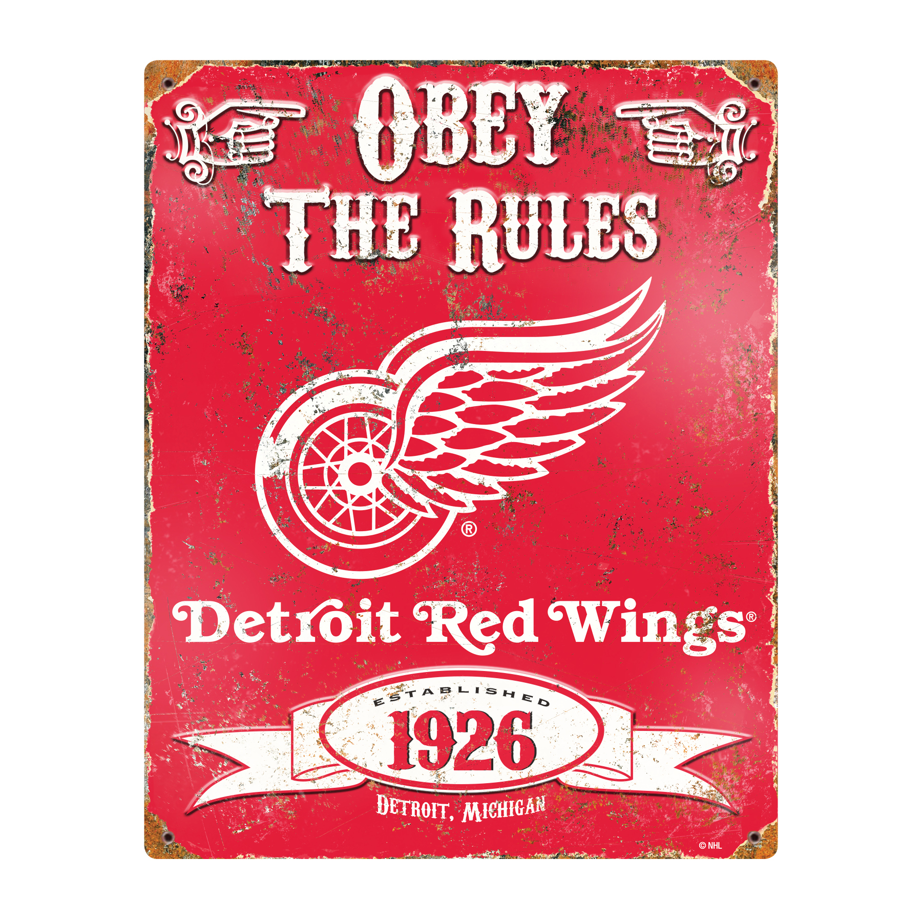 Detroit Red Wings Embossed Metal Sign