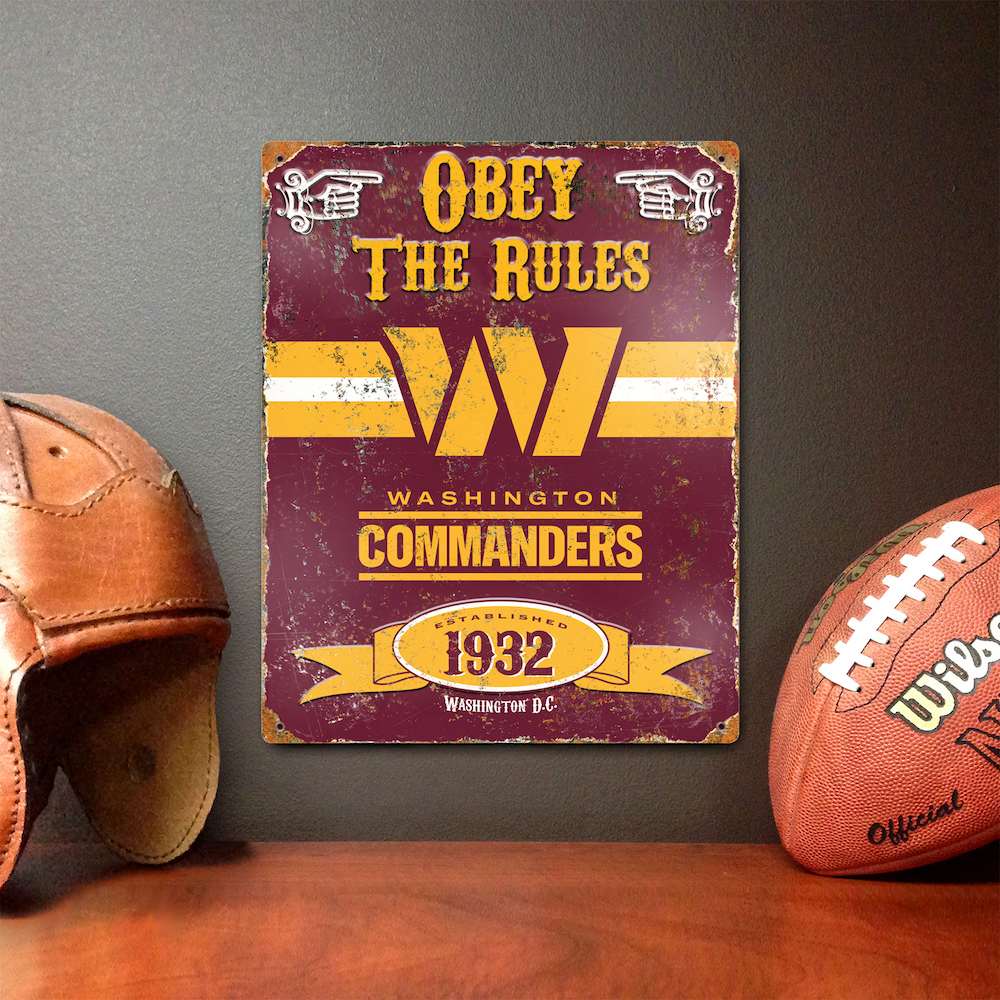 Washington Commanders Pub-Style Embossed Metal Sign