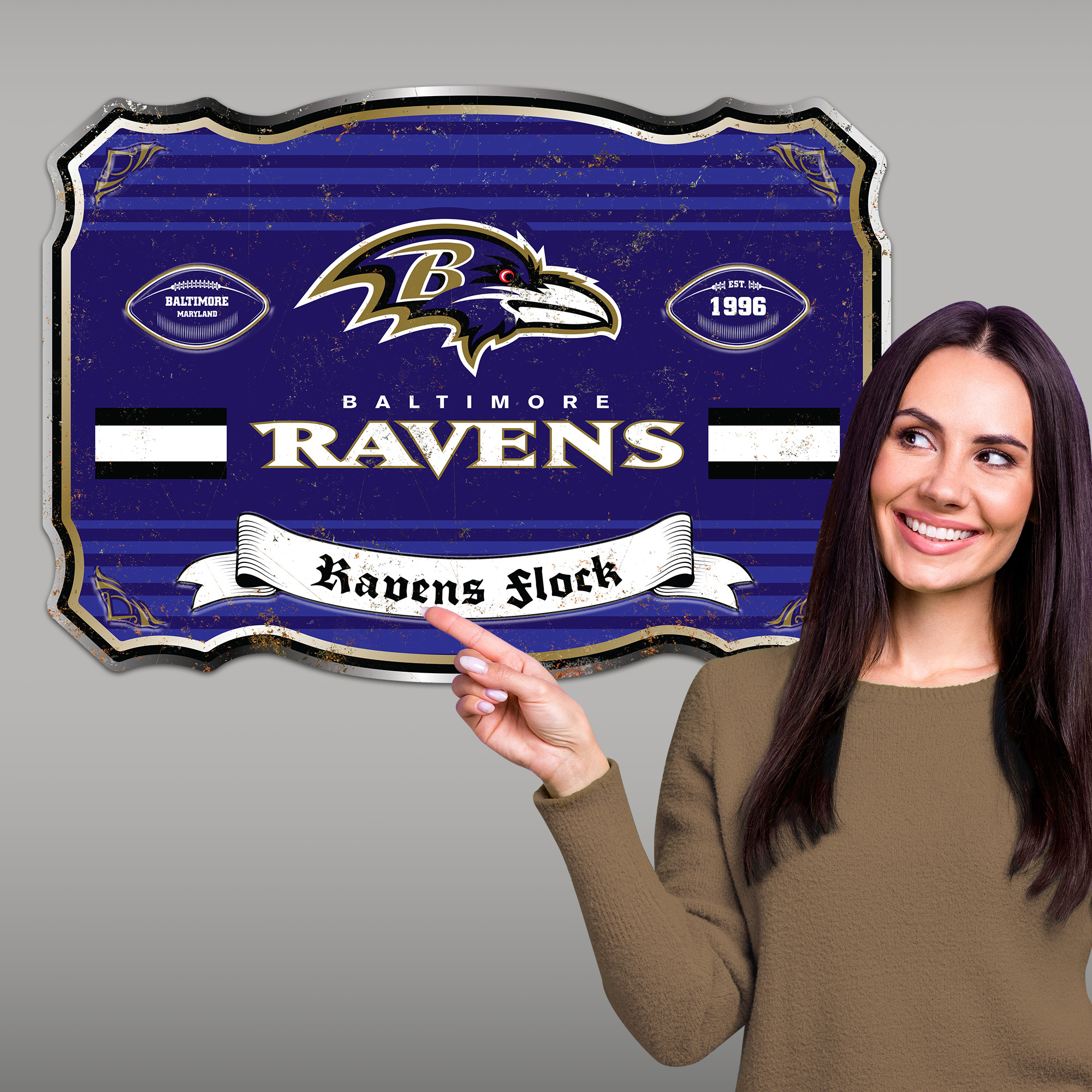 Baltimore Ravens Embossed Metal Sign