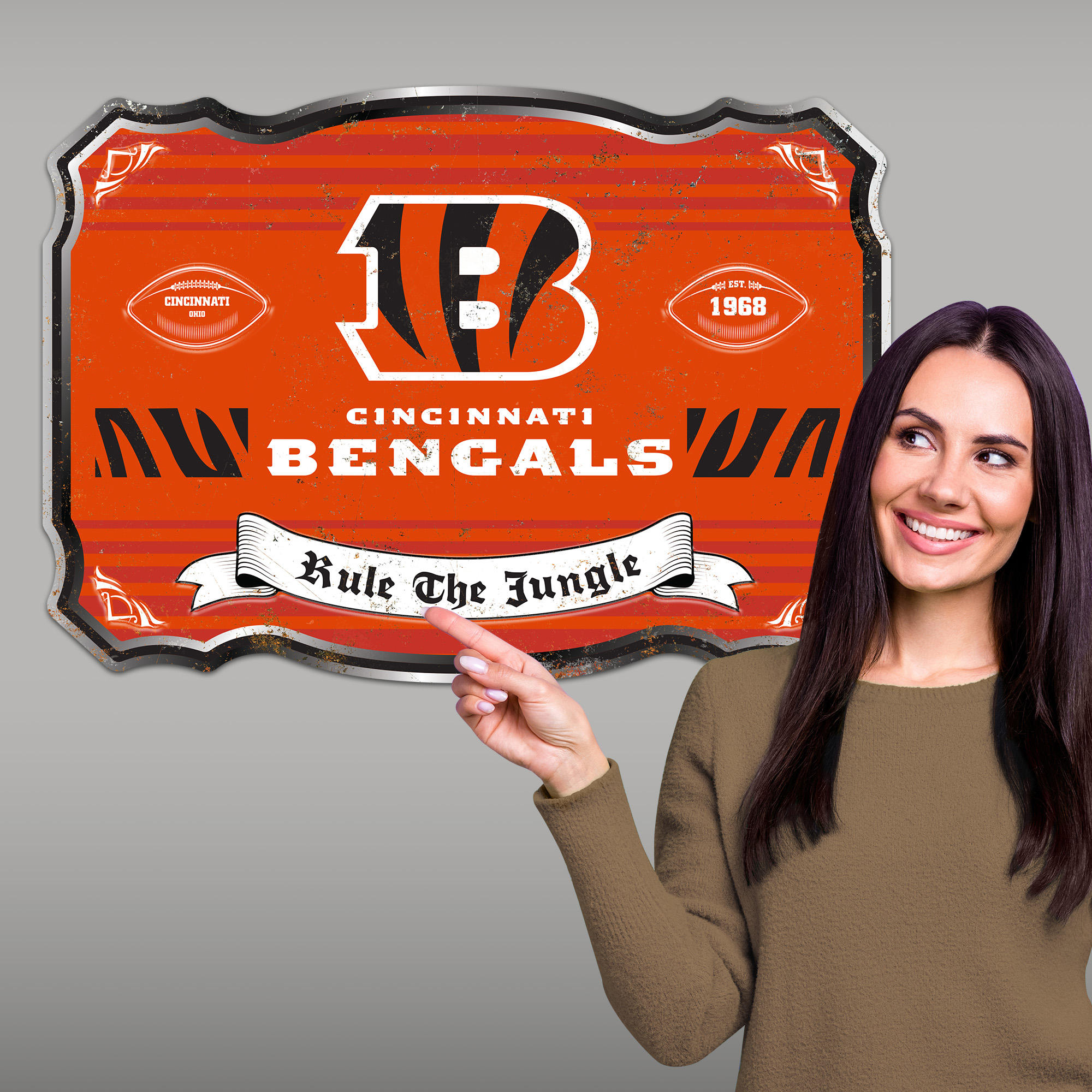 Cincinnati Bengals Embossed Metal Sign