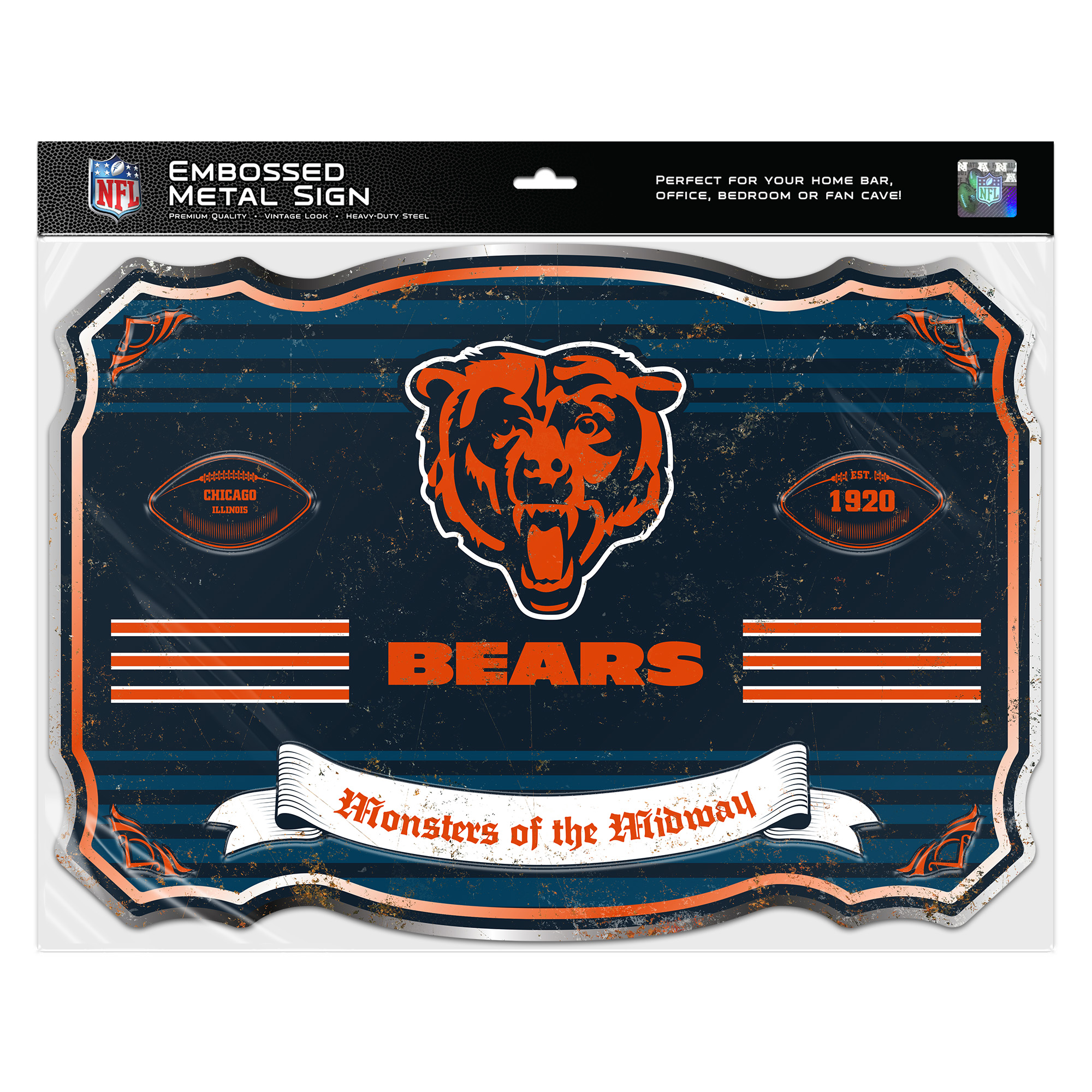 Chicago Bears Embossed Metal Sign
