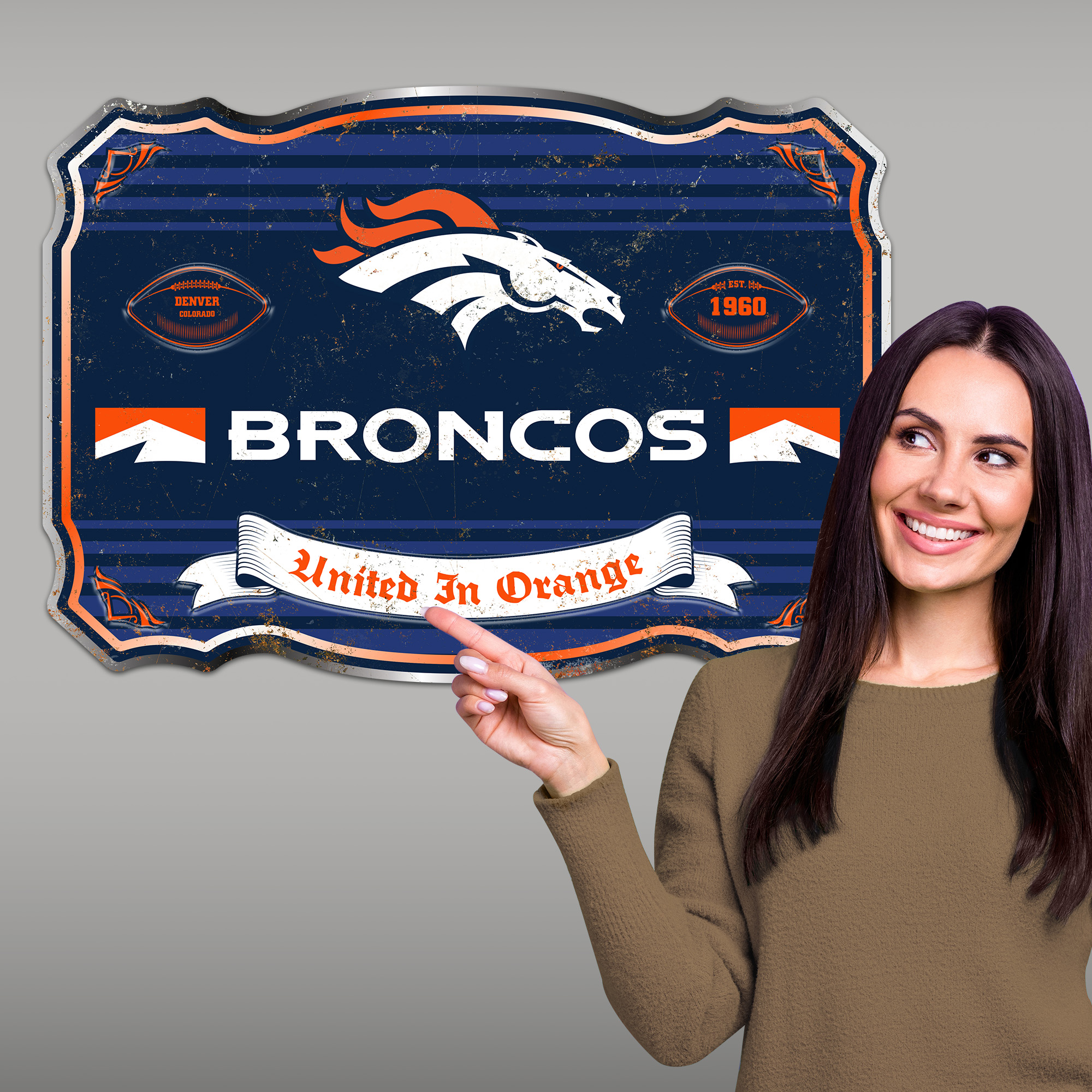 Denver Broncos Embossed Metal Sign