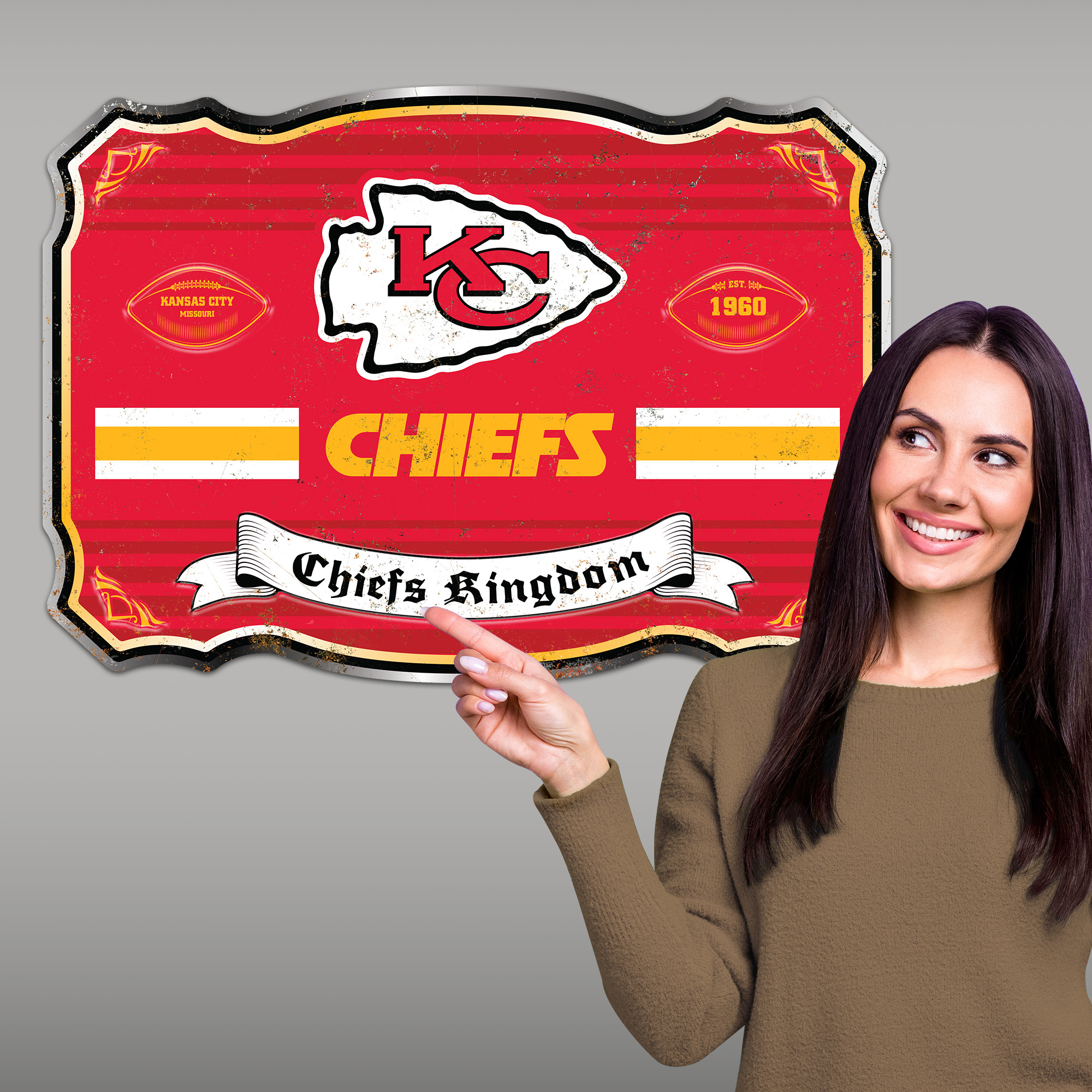 Kansas City Chiefs Embossed Metal Sign