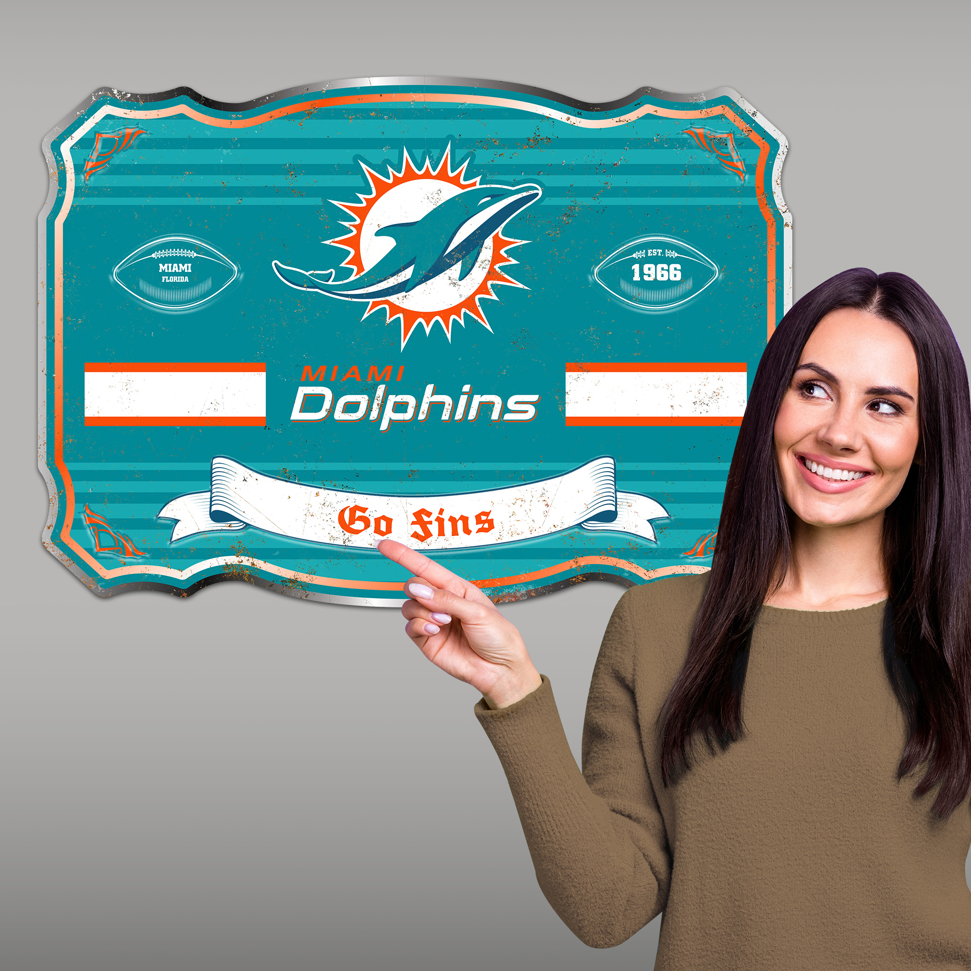 Miami Dolphins Embossed Metal Sign