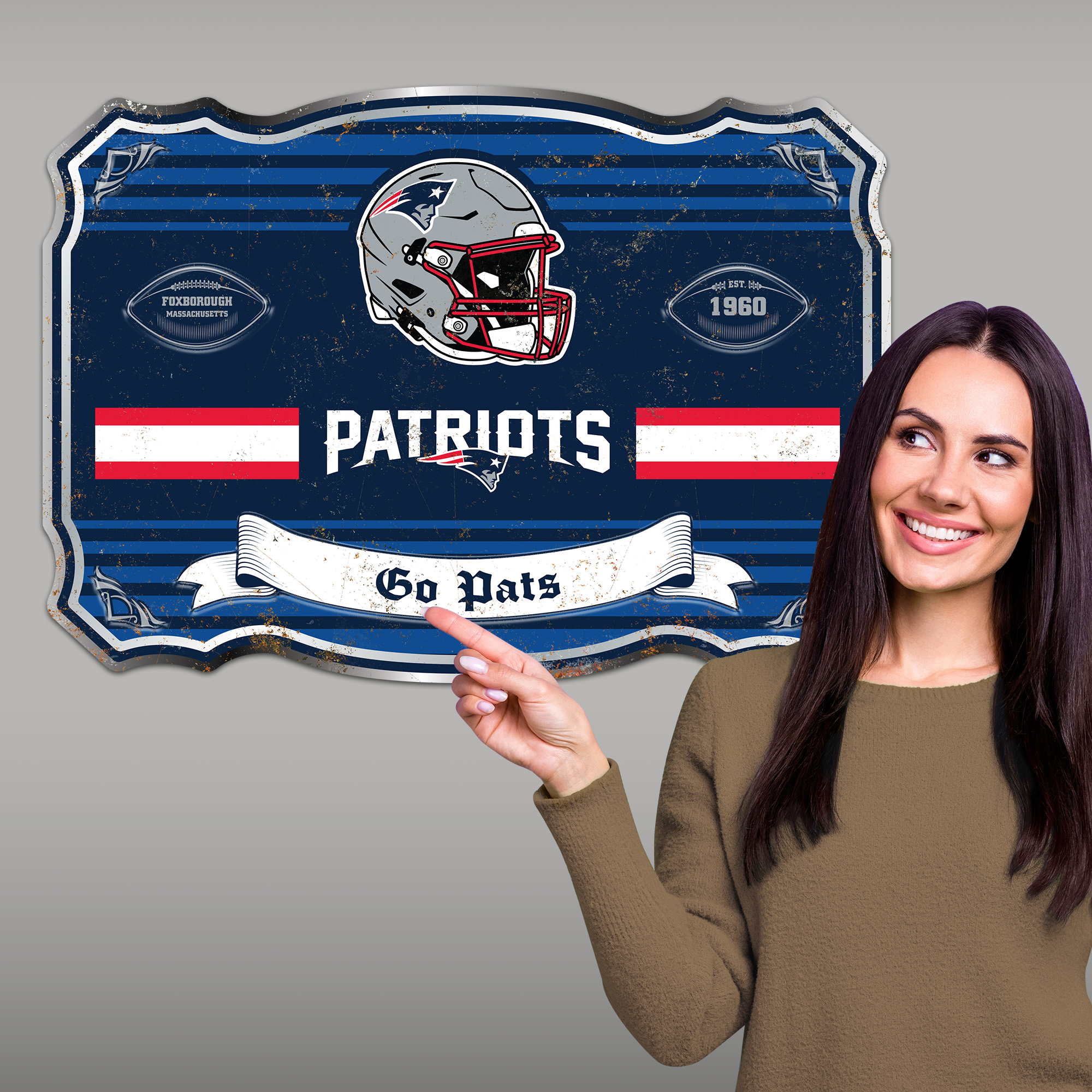 New England Patriots Embossed Metal Sign