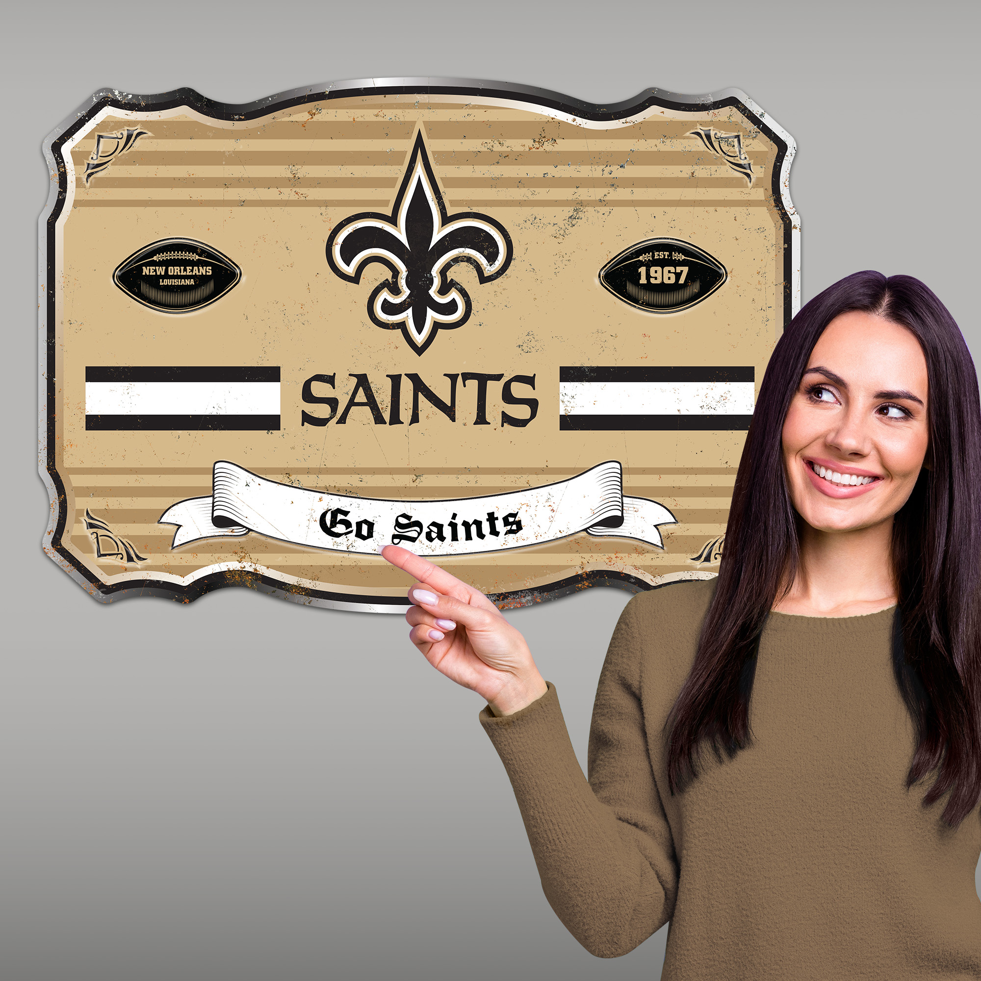 New Orleans Saints Embossed Metal Sign