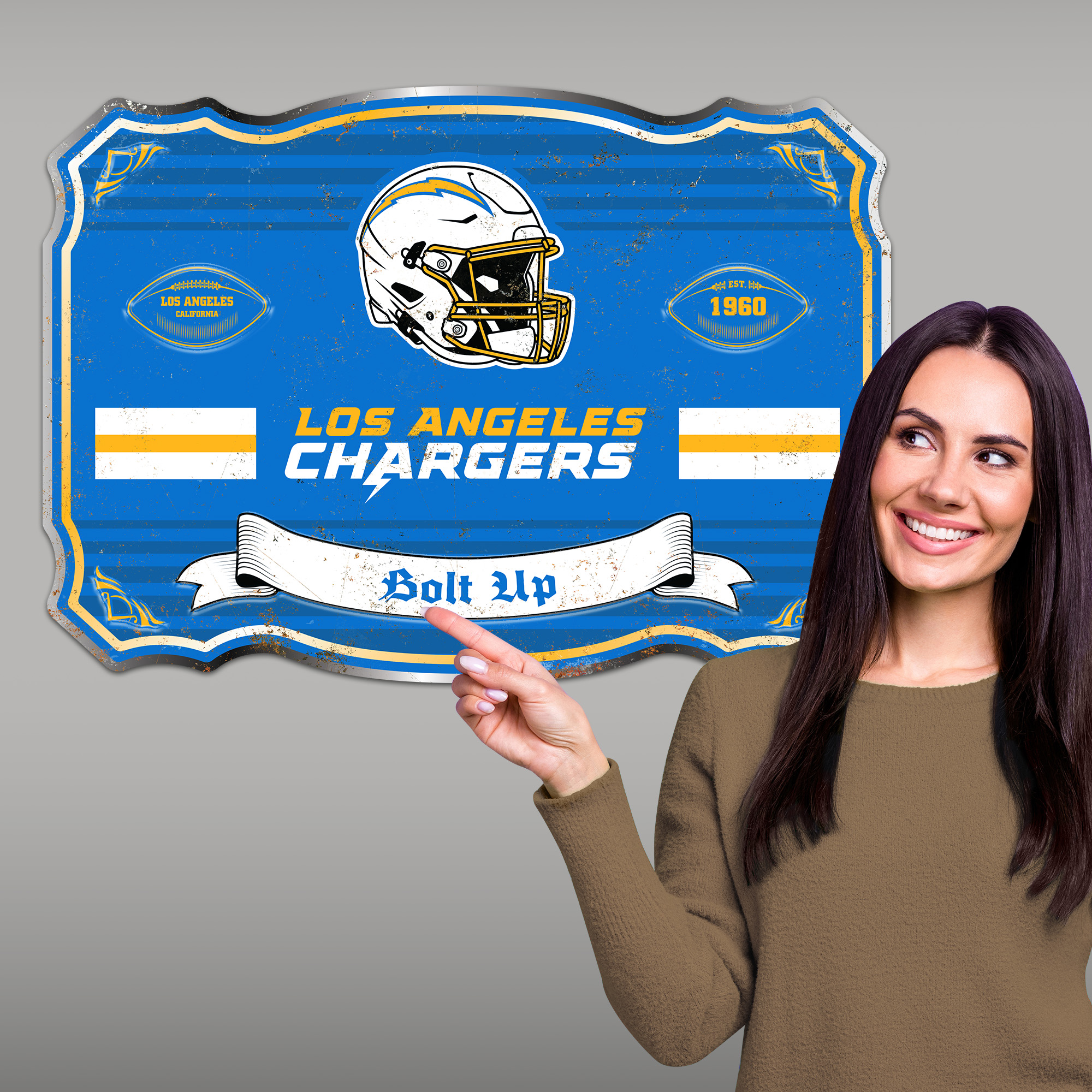 Los Angeles Chargers Embossed Metal Sign