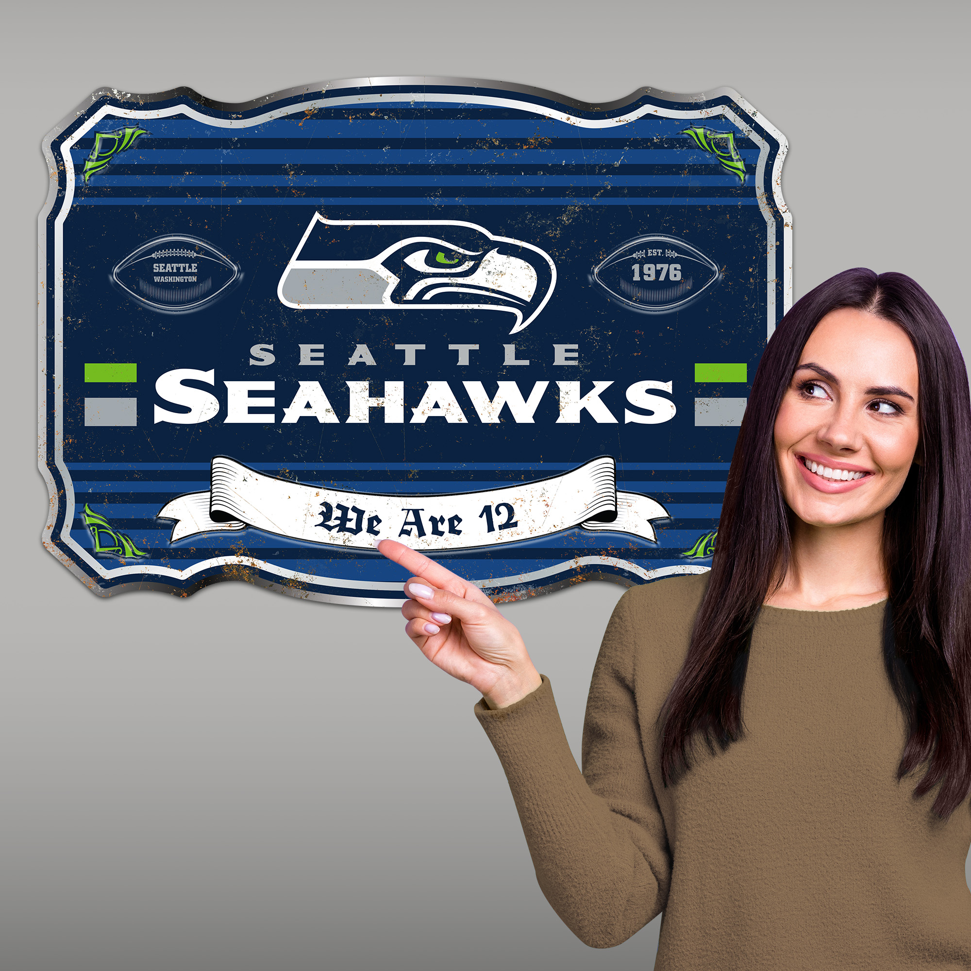 Seattle Seahawks Embossed Metal Sign