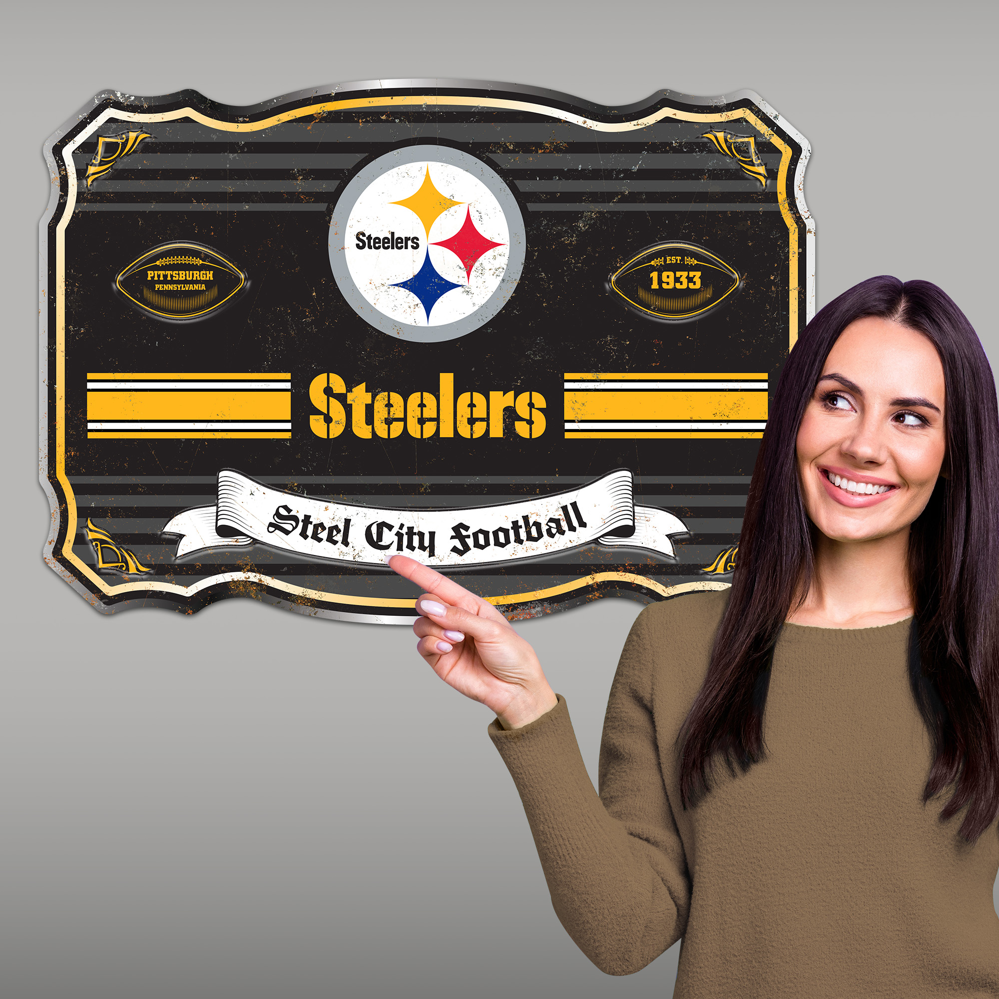 Pittsburgh Steelers Embossed Metal Sign