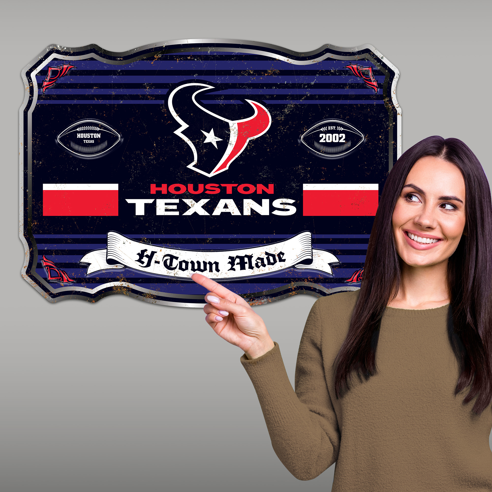 Houston Texans Embossed Metal Sign